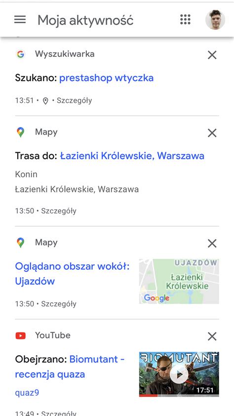 moja aktywność google